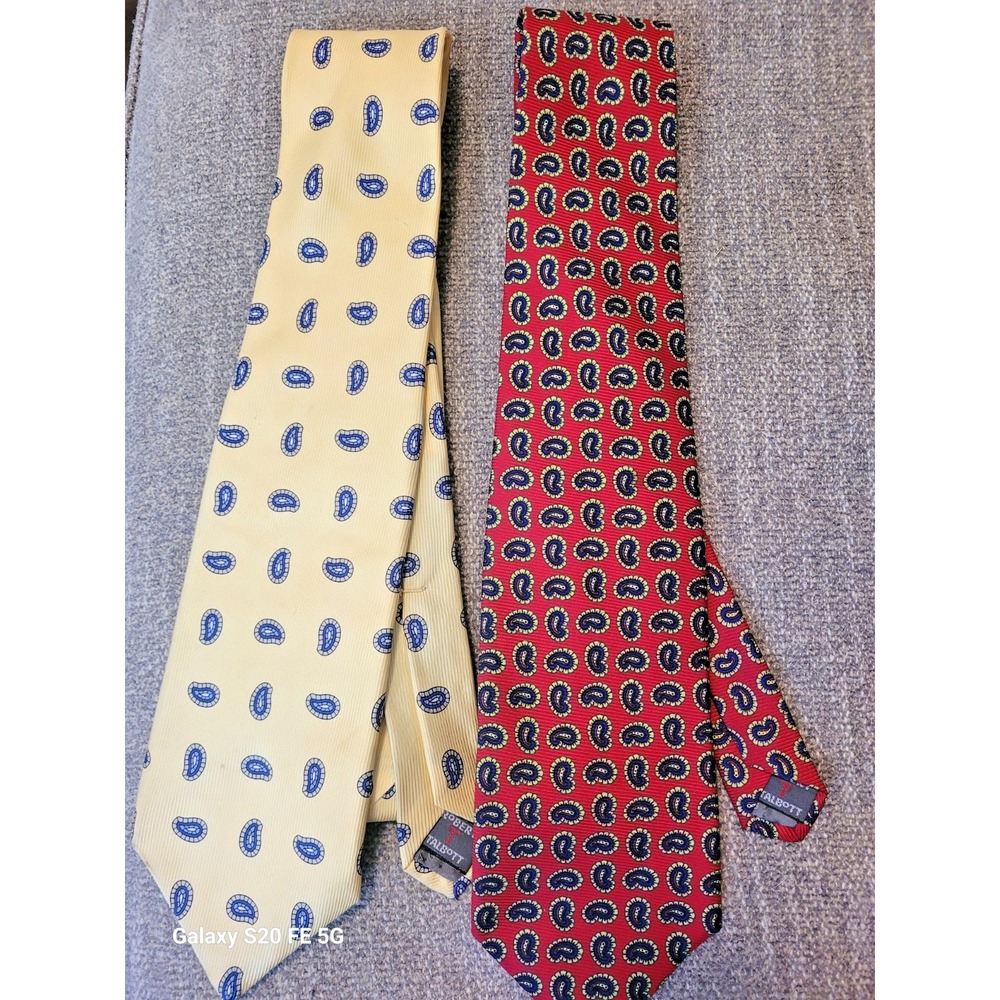 Mens Lot of 2 Robert H. Talbott Preppy 100% silk Handmade Necktie Tie Ivy League